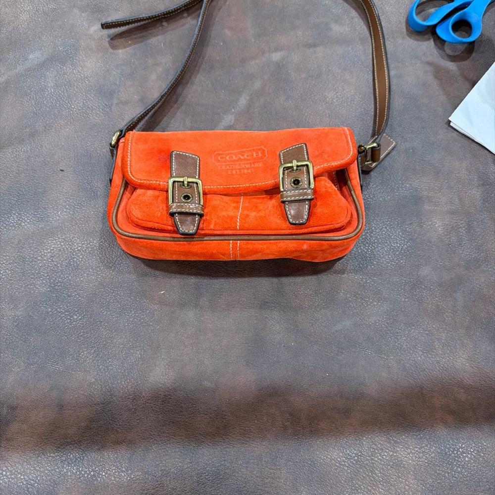 Coach Orange and Brown Crossbody Bag